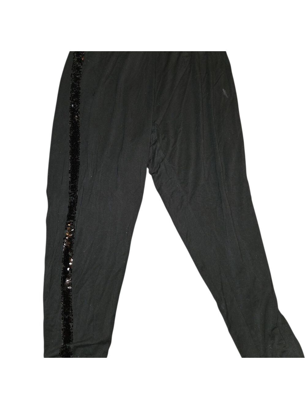 Thalia Sodi Black Women's Sequin Track Pants Size L - Picture 2 of 5
